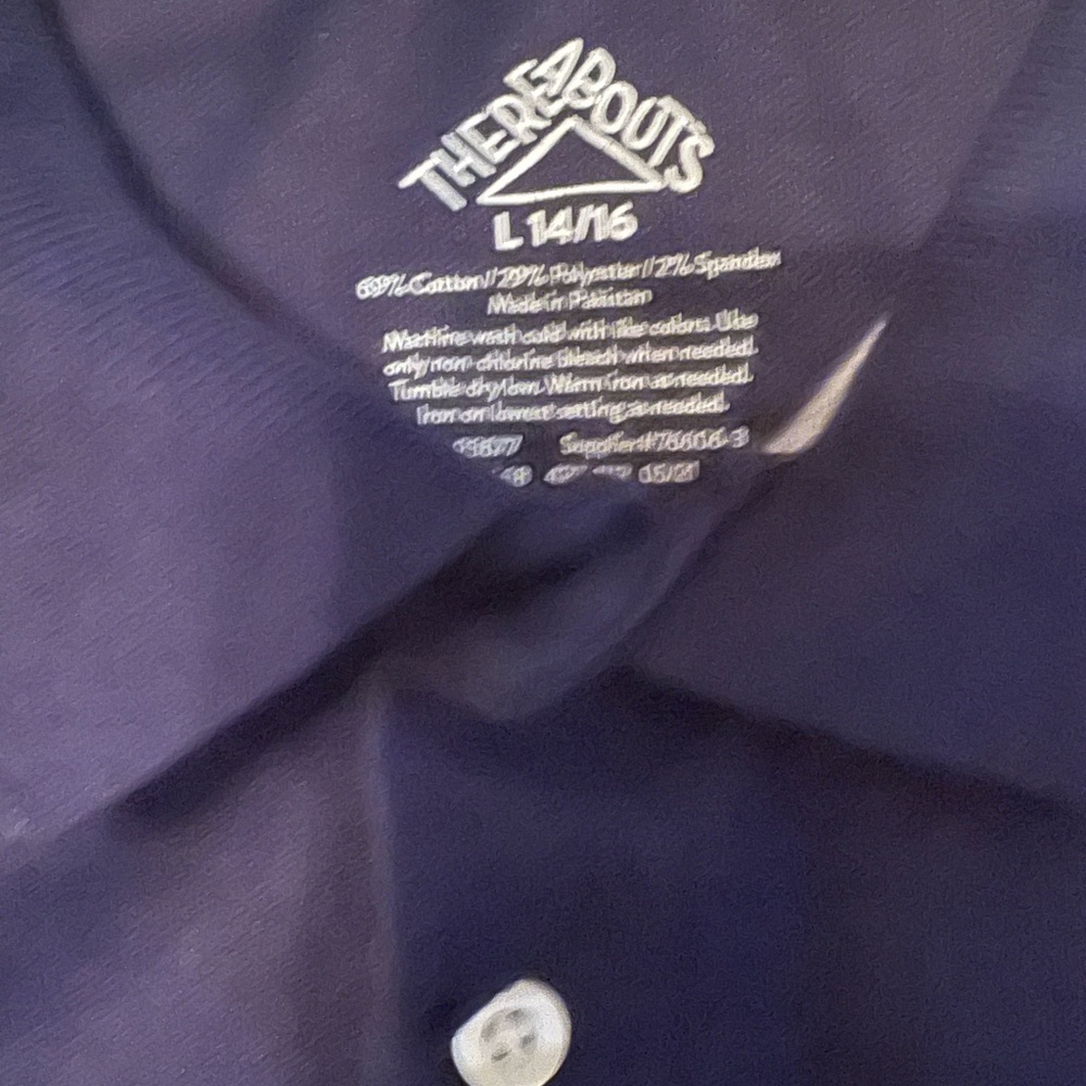 💙Boys Polo Style Shirt. Navy Blue. Size L 14/16. Great Used condition. - Picture 3 of 4